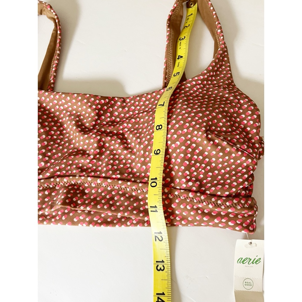 Aerie brown/pink/white polka dot scoop neck bikini top NWT M - Picture 10 of 10